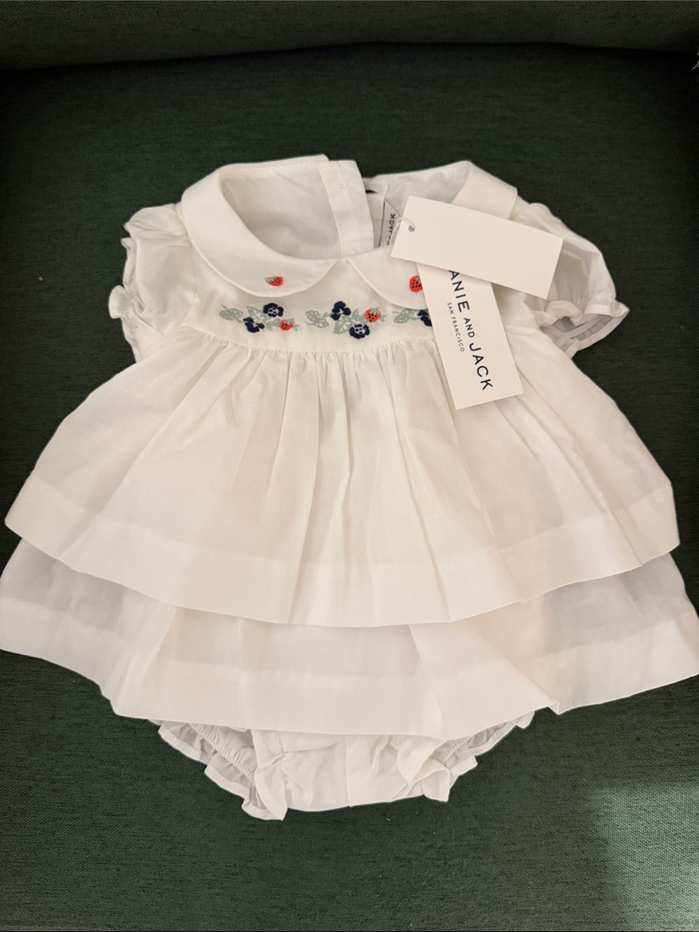 Janie and Jack White Embroidered Tiered Diaper Cover Set